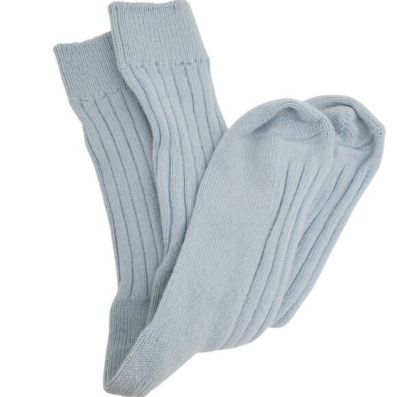 Soft Ribbed 82% Cashmere Ankle Socks 9-11 Warm Cozy Garnet Hill Rainwater Blue - Picture 4 of 7
